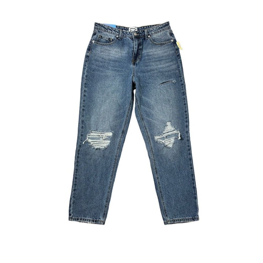 Abound Women's distressed light wash straight leg high rise mom jeans size 30